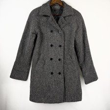 Vintage 70's Halston Wool Blend Peacoat Grey Womens 10 Tweed Heritage Academia