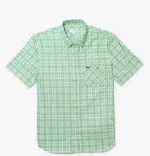 Lacoste Men's Regular Fit Short Sleeve Shirt Small 38 White Green Checkered NWT