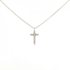 Authentic K10YG Cross Diamond Necklace  #260-007-931-9485
