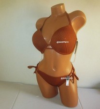 VICTORIA SECRET SWIM 36DD Bombshell Push Up Top Bikini Set 2 Cup Diamante Bling