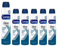 Image of 6 x 200ml Sanex Men Active Control 6 in 1 Antiperspirant 72h Deodorant Spray