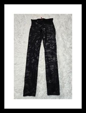Spanx Black Camo High-Rise Faux Leather Shimmer Leggings Size Small