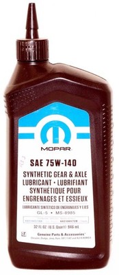 Genuine OEM Mopar Synthetic Gear Axle Lubricant SAE 75W-140 1 Quart 68218657AB