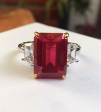 AAA 2.60 Ct Emerald Cut limited Edition Natural Ruby Ring 14K solid White Gold