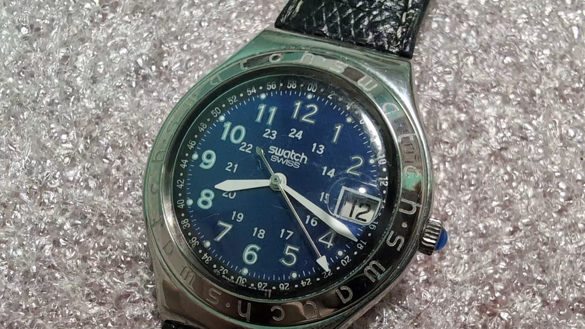 Vintage Swatch Watch Irony Happy Joe Blue AG 1993 watch black