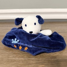 Baby Starters Plush Puppy Snuggle Blanket for Babies Blue MVP Embroidery