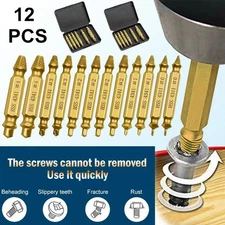 12PCS Damaged Screw Extractor Bits Broken Screws Bolt Stripped Remover Tool Kit