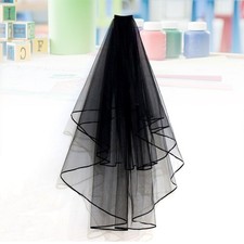 Reusable Vintage Black Veil for Bride with Comfortable Comb Attachment
