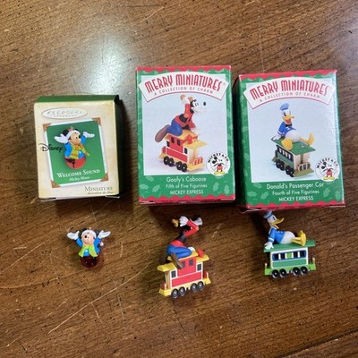 Disney Decoration Lot Of 3 Donald s Car Goofy s Caboose Mickey Mouse Bell
