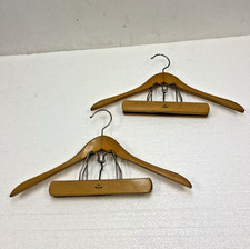 Vintage Wood Hanger Lot w Trouser Bar REGENT closet pants clamp clothing wooden
