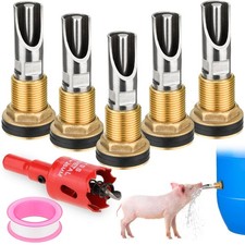 5 Pcs Pig Waterer Nipple Stainless Steel Hog Water Drinker Feeder for Pig Goats