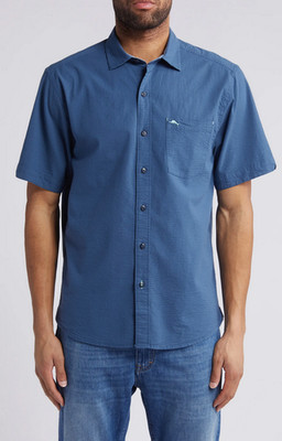 $138 Tommy Bahama Men's Nova Wave Salt and Sea Baja Shirt, Lt Sky,M