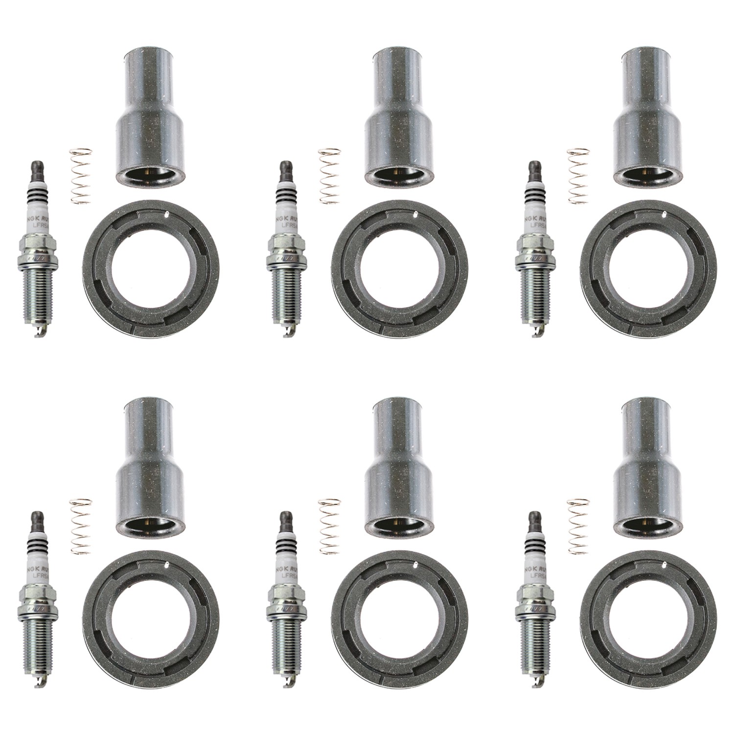 NGK 6 Ruthenium HX HI Spark Plugs  Denso Coil Boot Kit for 4Runner 4L V6 1GR-FE