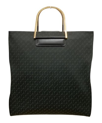 LOEWE                    Anagram Metal Handle Tote Bag Black x Green x Gold