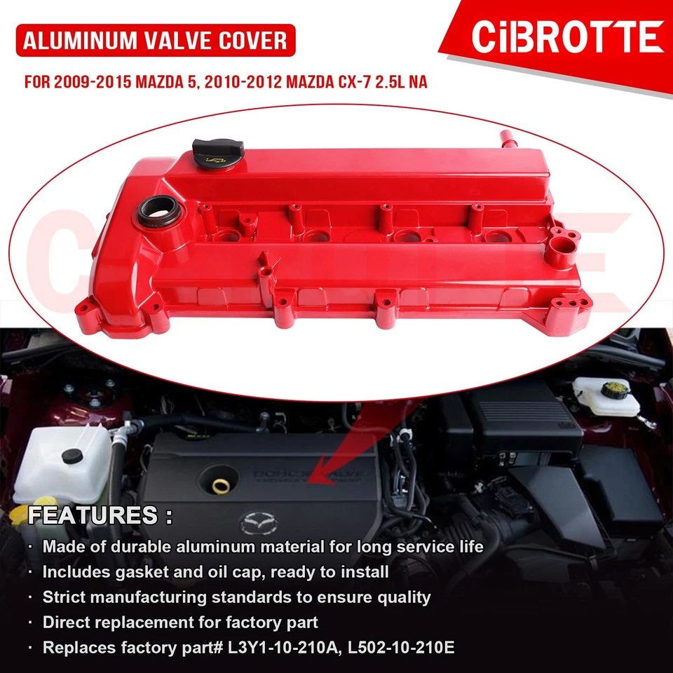 Kit de cubierta de válvula de aluminio para Mazda 5 2009-2015, 2010-2012 Mazda CX-7 2,5 L NA👍 Foto 2 de 4