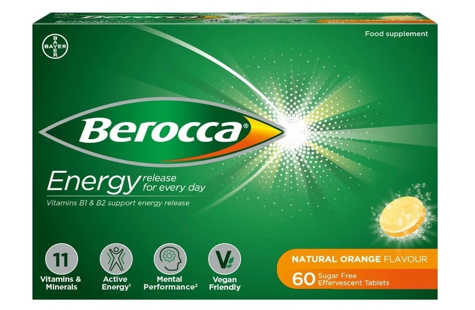 Berocca Energy (4 x 15 Pack) NATURAL ORANGE Flavour Effervescent TabletsBBE11/25