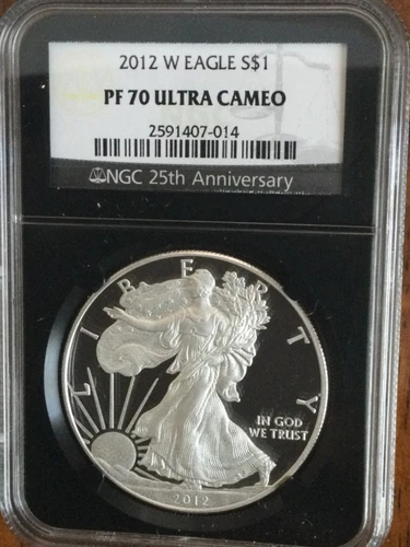 2012 W AMERICAN SILVER EAGLE NGC PF70 ULTRA CAMEO “BLACK CORE RETRO HOLDER”