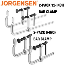 Jorgensen 2-Pack 6"/12" Bar Clamps Sets Drop Forged Alloy Steel for Woodworking