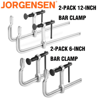 Jorgensen 2-Pack 6''/12'' Bar Clamps Sets Drop Forged Alloy Steel for Woodworking