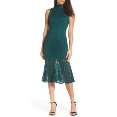 Ali & Jay All The Way Up Pine Green Lace Midi Dress XS