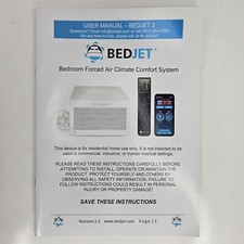 BEDJET User Manual Model 3 Guide Handbook Instruction Manual NEW Revision 1.3