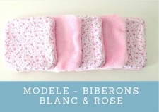 lingettes lavables et réutilisables - enfants / bébés - coton bio - rose a motif