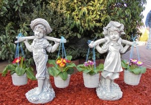 Statuen Set Junge Madchen Skulpturen Gartenfigur Menschen Steinguss 55 Cm Ebay