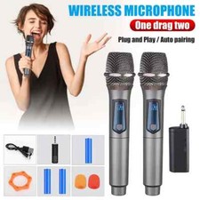 Wireless Handheld Microphones 2 Pack Rechargeable Cordless Karaoke Conference