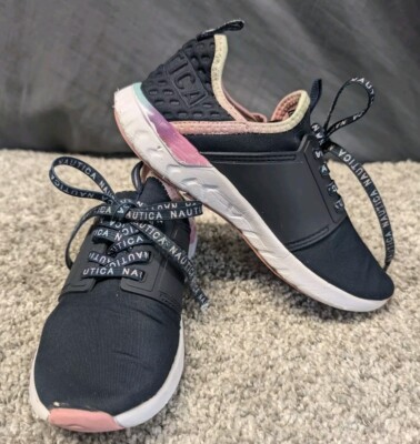 Nautica Athletic Shoes Girls Sz 13 Navy Blue Pink Slip On Lace Up