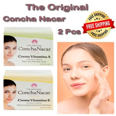 Set 2Pcs CONCHA NACAR CREAM, CREAM WITH VITAMIN A & CREAM WITH VITAMIN E  56gr