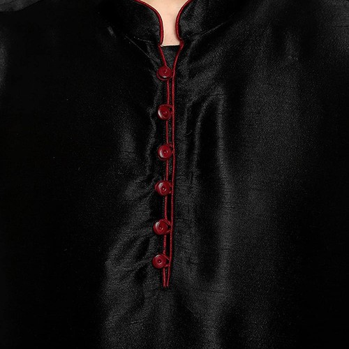 Traditional Plain Full Sleeve Silk Kurta Pajama Regular Fit Party Were For Mens - Picture 8 of 66