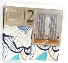 Keeco Perfect Pair Laurent Blue 2 Rod Pocket Panels 40 In X 84 In Polyest Cotton