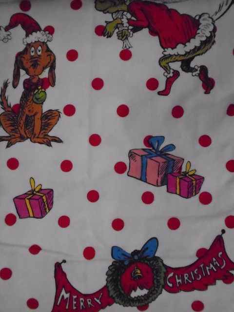 New Pottery Barn Dr Seuss Christmas Flannel Twin Flat Sheet For