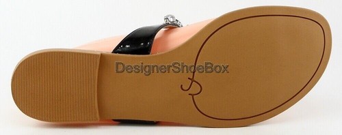 $150 JOAN & DAVID KALYNDA Black Patent Leather Designer Jeweled Thong Sandals 10 - Picture 3 of 4