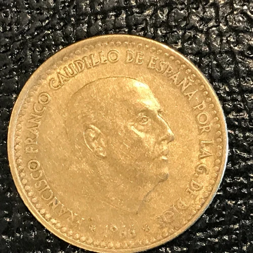 HIGH GRADE 1966 (1969) SPAIN UNA ONE PESETA COIN-SEP094