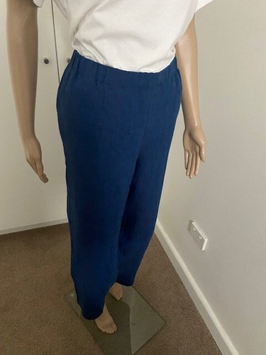 Maggie T- Denim Blue Linen Pants - Size 16 (LARGE) - Paid $225 New - Picture 6 of 8