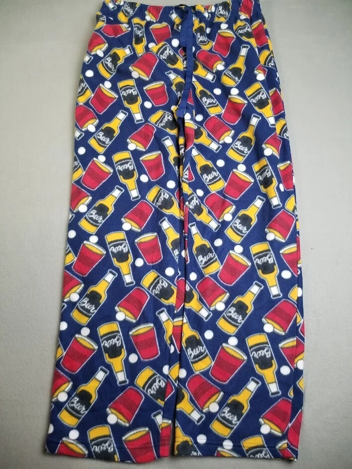 Red Solo Cup Pajama Pants Men L Blue Fleece Beer Pong Novelty Pjs Humor Frat - Image 4 of 4