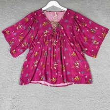 Blusa pequeña para mujer Roper vaquero rodeo caballo campesino con cordones mangas cortas rosa