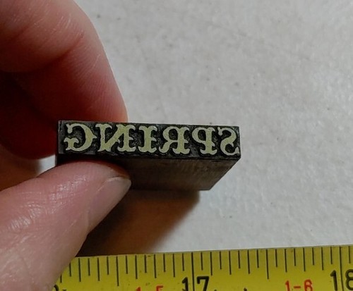 Vintage Letterpress Printing Block SPRING