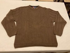 Vintage Chaps Crewneck Pullover Sweater Mens XL Brown Chevron Pattern Knit