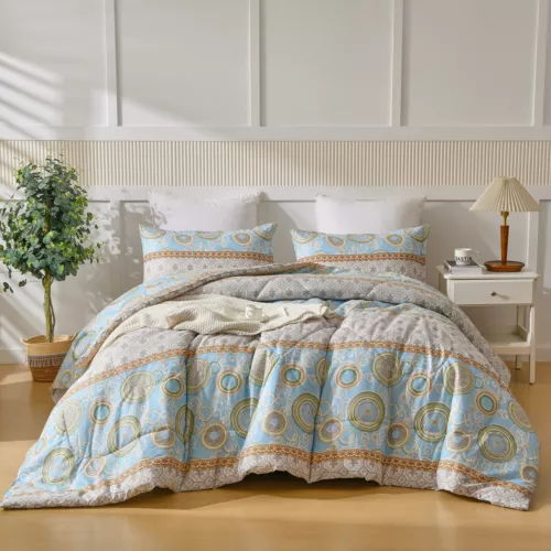 Shatex Boho Comforter Sets Soft Floral Bedding Sets with Pillow Shams T/Q/K Size - Picture 17 of 21