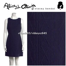 Alice + Olivia navy blue cable knit structured dress 8