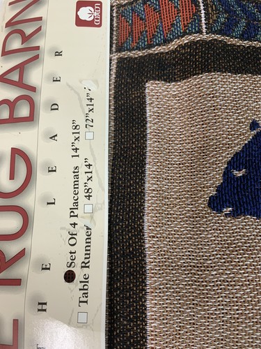 NWT USA Made The Rug Barn 4 Tapestry Placemats bear, deer, wolves, trees 14x18 - Picture 2 of 5