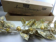 New Homco Home Interiors Gold with Sequins Greenery Swag Spray 24" Long NOS