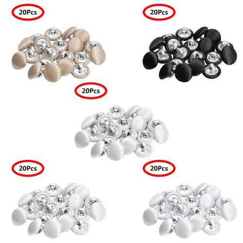 20Pcs 10mm Smooth Satin Covered  Metal Shank Buttons for Gowns Blouses Coats - Afbeelding 1 van 40