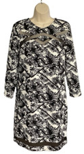 Xhilaration Dress Women’s Size Large Black White Long Floral Long Sleeves NWT