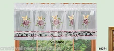 Butterfly Floral Kitchen Curtain Window Valance White 1PC Creative Linens #8271