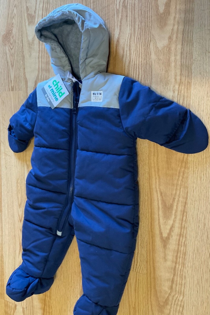 Child of Mine by Carter's Baby Boy Puffer Snowsuit Pram Blue Gray