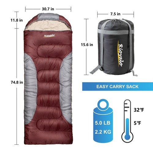 0 degree Winter Sleeping Bag Adult - Cold Weather 4 seasons portable Waterproof - Picture 2 of 9