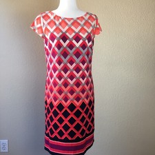 Eliza j Women Size 8 Geometric Multicolored Cap Sleeves Sheath Dress #752